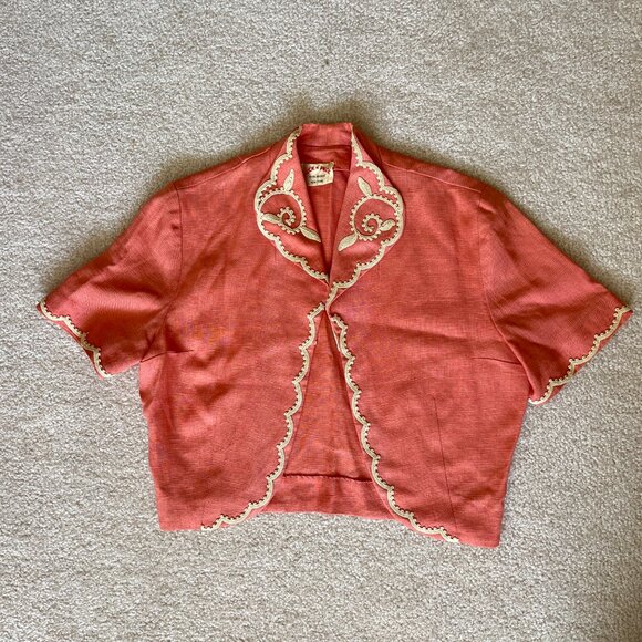 Vintage Peck & Peck Embroidered Cropped Top, Small, Short Sleeve, Crop top, NYC - Picture 1 of 6